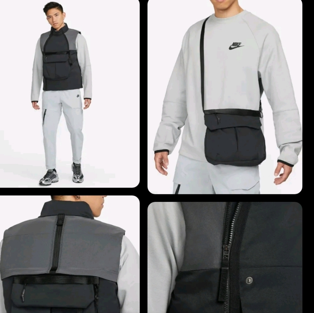 Nike NSW Therma Fit Tech Pack Padded Cargo Vest Black Grey DD6636 Mens X…